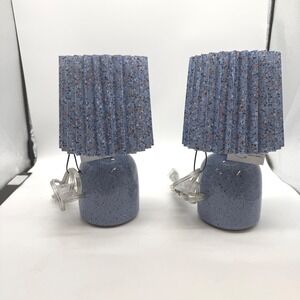 Room Essentials Table Lamps Set of 2 Blue Speckled Pleated‎ Shades new.